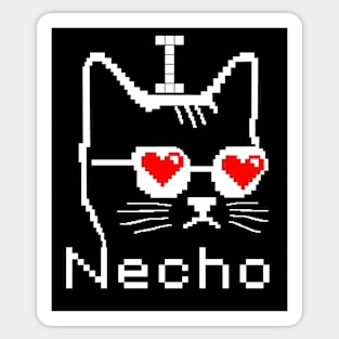 Necho Cat Love Pixel Art Sticker